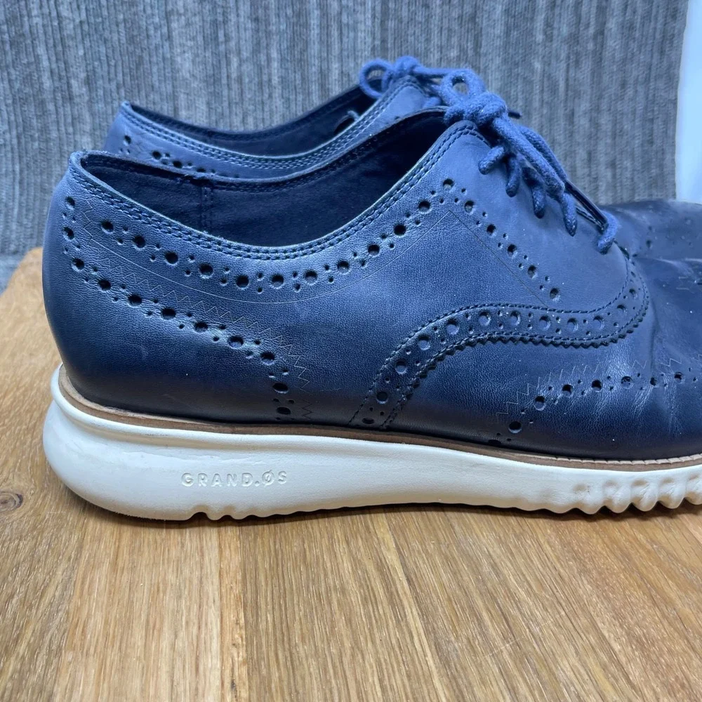 Cole Haan 2.Zerogrand Wingtip Oxford Mens 10.5M Blue Leather Sneaker Shoe Preppy